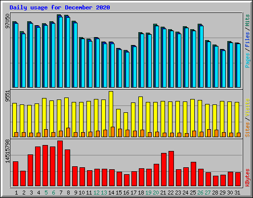Daily usage for December 2020