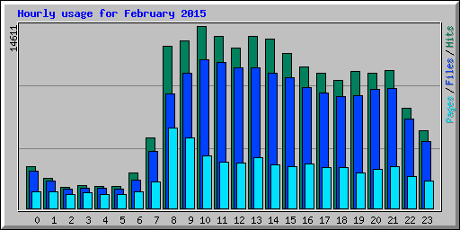 Hourly usage for February 2015