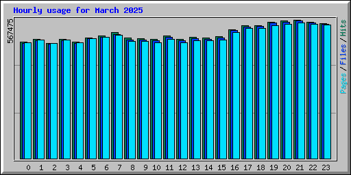 Hourly usage for March 2025